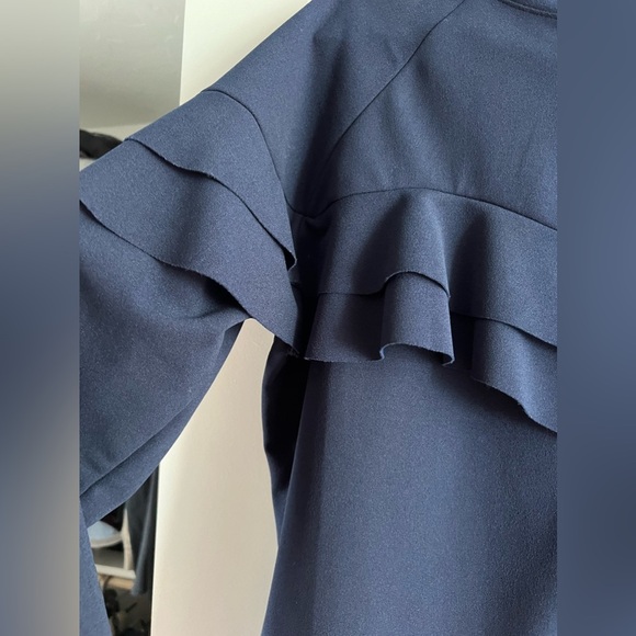 EMELIA Ruffle Bomber Jacket in Navy Women’s Size Large - Picture 8 of 10